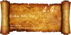 Luka Géza névjegykártya