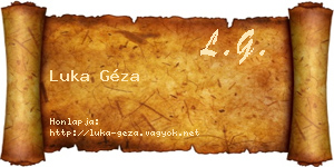 Luka Géza névjegykártya
